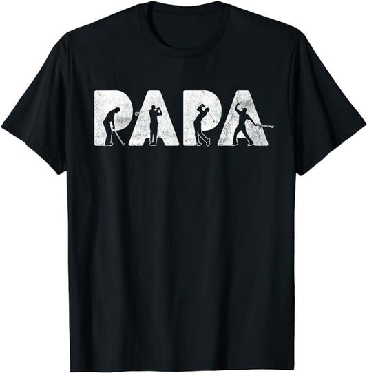 Father's Day T-Shirt, Gifts For Dad, Funny Dad Papa Golf T-Shirt Menswear Top Underwear
