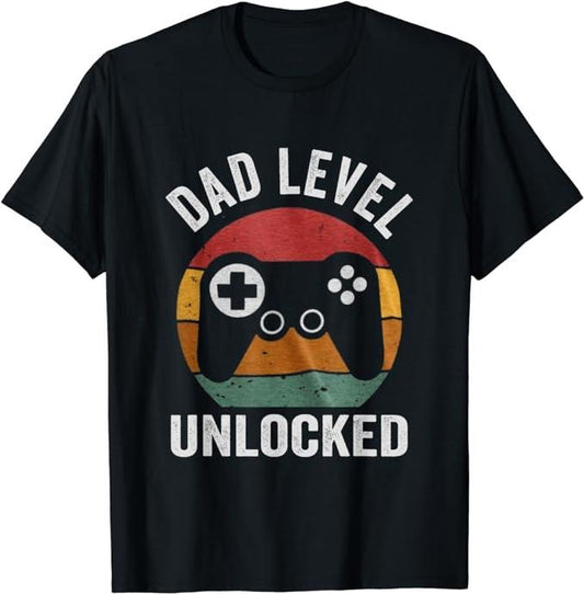 Father's Day T-Shirt, Gifts For Dad, Funny New Dad Shirt Dad Level Unlocked day Tee Shirt Gaming T-Shirt Menswear Top