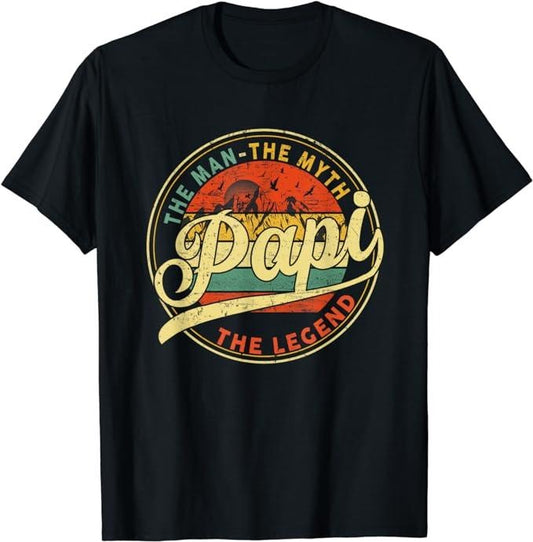 Father's Day T-Shirt, Gifts For Dad, Vintage Papi Man Myth Legend Daddy Grandpa Fathers Day Men T-Shirt Menswear Top