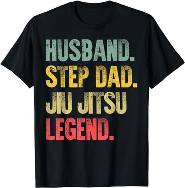 Father's Day T-Shirt, Gifts For Stepdad, Funny Vintage Husband Step Dad Jiu Jitsu Legend Gift T-Shirt Menswear Fashion Casual Cotton