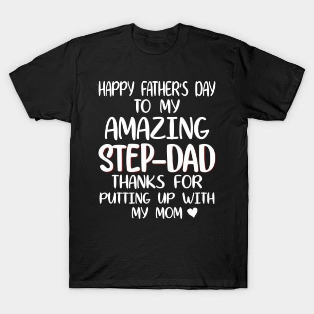 Father's Day T-Shirt, Gifts For Stepdad, Happy Father's Day Step Dad T-Shirt Menswear Fashion Casual Cotton Top Basic