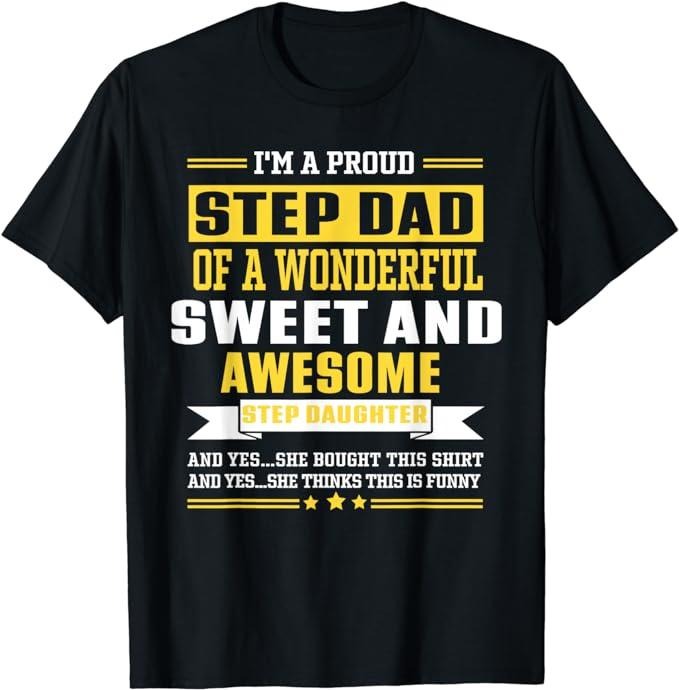 Father's Day T-Shirt, Gifts For Stepdad, Step Daughter Stepdad T-Shirt Menswear Fashion, Father's Day Gift Casual Cotton Top Basic