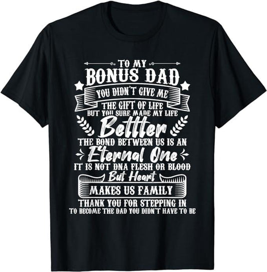 Father's Day T-Shirt, Gifts For Stepdad, Thank You For Stepping In To Become The Dad - Stepdad Father T-Shirt Menswear Casual Cotton