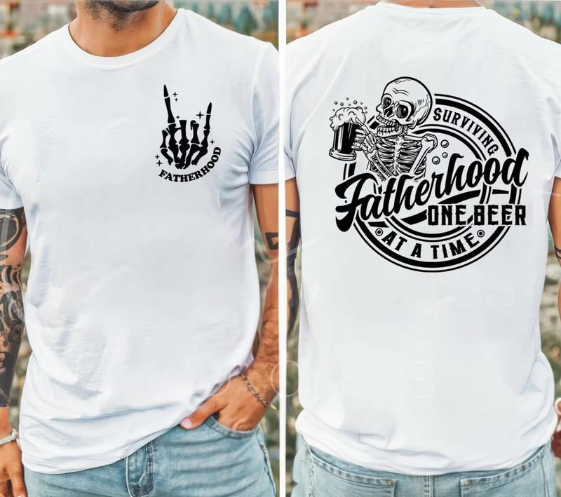 Fatherhood Front And Back Shirt, Surviving Fatherhood One Beer At A Time, Funny Father Tee, Drinking Husband, Fathers Day Gift, Gift for Dad
