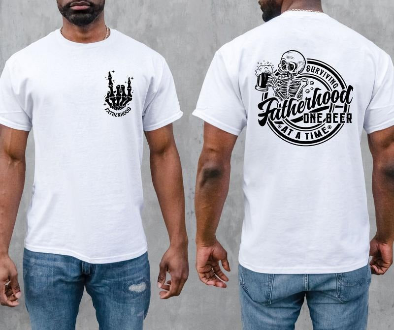 Fatherhood Surviving One Beer At A Time Svg Png Fatherhood Png Dad Svg Skull Svg Funny Png Sarcastic Png Pocket Included TK43GN