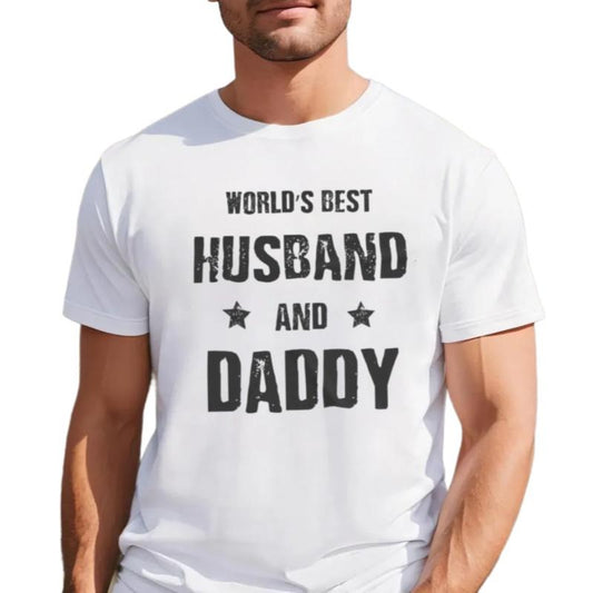 Fathers Day Gift For Husband, Worlds B*St Husband And Daddy T Shirt, Gift For Dad From Son Daughter girl Wife, Regular Fit Short Sleeve Tee, Classic Streetwear Men's Letter Print Round Neck Tee funny father day t-shirt