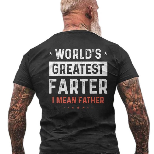 Fathers Day Retro Dad World's B*st Farter I Mean Father Men's T Shirt Back Print, Funny Dad Shirt, Gift For Fathers Day, Unisex Short Sleeve Tee, Crewneck Top