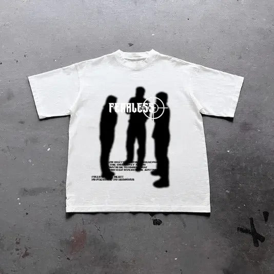 Fearless Blurred Street Portrait Graphic Print Cotton T-Shirt, Y2k Shirt, Unisex T-Shirt, Gift For Men Women