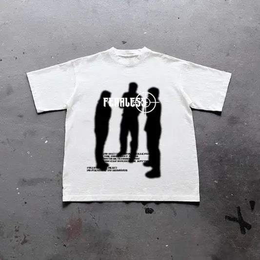 Fearless Blurred Street Portrait Graphic Print Cotton T-Shirt, Y2k Shirt, Unisex T-Shirt, Gift For Men Women