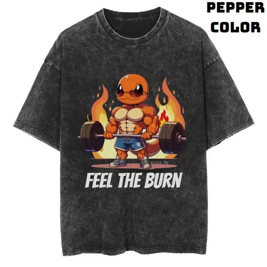 Feel The Burn Vintage Graphic Tees, Charmander T-Shirt, Pokemon Gym Shirts, Pokemon Stuff, Unisex Anime Manga Shirt Top Menswear Womenswear Streetwear
