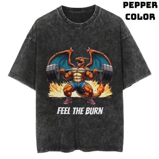 Feel The Burn Vintage Graphic Tees, Charmander T-Shirt, Pokemon Gym Shirts, Pokemon Stuff, Unisex Anime Manga Shirt Top Menswear Womenswear Streetwearstyle{n002}2