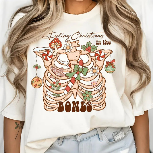 Feeling Christmas In The Bones Shirt Funny Christmas Shirt Funny Christmas Sweatshirt Cute Christmas Shirt Retro Christmas Skeleton Tee