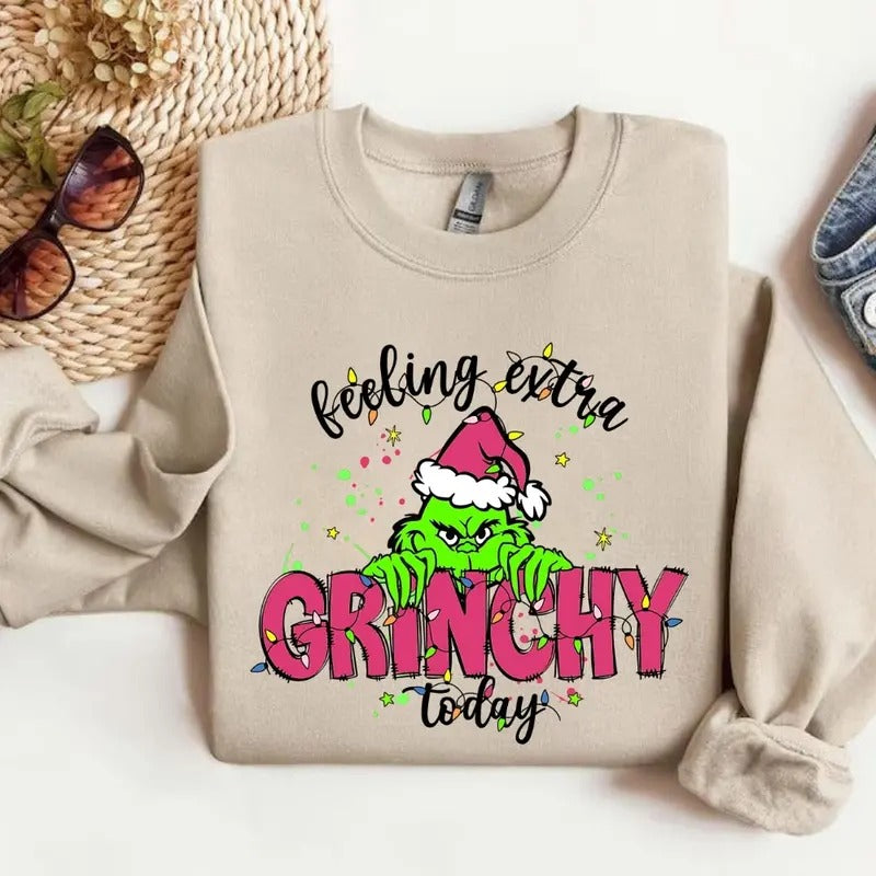 Feeling Extra Grienchy Today Christmas Sweatshirt, Funny Grinccch Sweatshirt, Griench Sweatshirt, Christmas Sweatshirt, Christmas Gift Classic Cotton