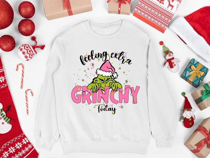 Feeling Extra Grinchy Today Christmas Sweatshirt, Grinchmas Sweatshirt, Grinch Lovers Christmas Sweatshirt Classic Cotton Classic Cotton