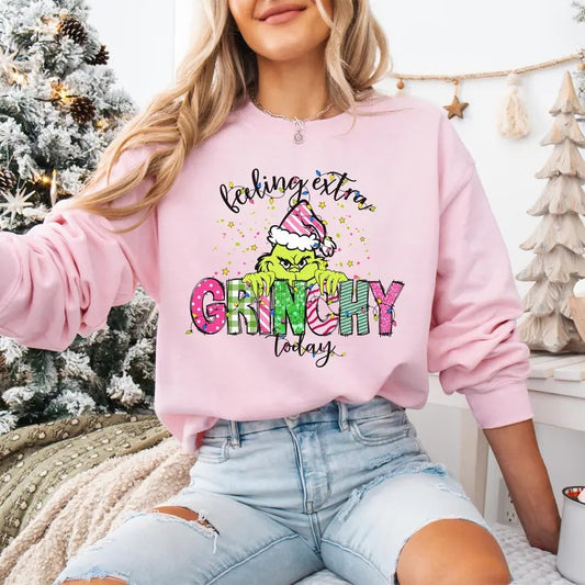 Feeling Extra Grinchy Today Sweatshirt, Grinnch Christmas Sweatshirt, Funny Christmas Shirt, Christmas Sweatshirt Hoodie, Xmas Gift