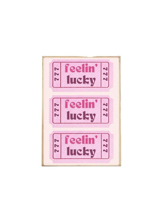 Feeling Lucky Girl Aesthetic 777 Ticket Print, Pink Trendy Retro Wall Art, Aesthetic Preppy Decor Girly Wall Art, Gifts For Girls Bedroom Wall Decor, Poster Prints No Frame, Wall Art Room Decor, Vintage Poster Art, Gifts For Birthday Christmas