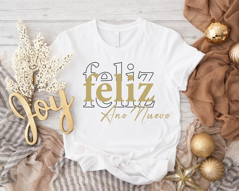 Feliz Ano Nuevo Shirt, Happy New Year T-shirt, Spanish Merry Christmas Tee, Family Matching Xmas Tee, Feliz Navidad Santa Shirt, Holiday Gift Tee.