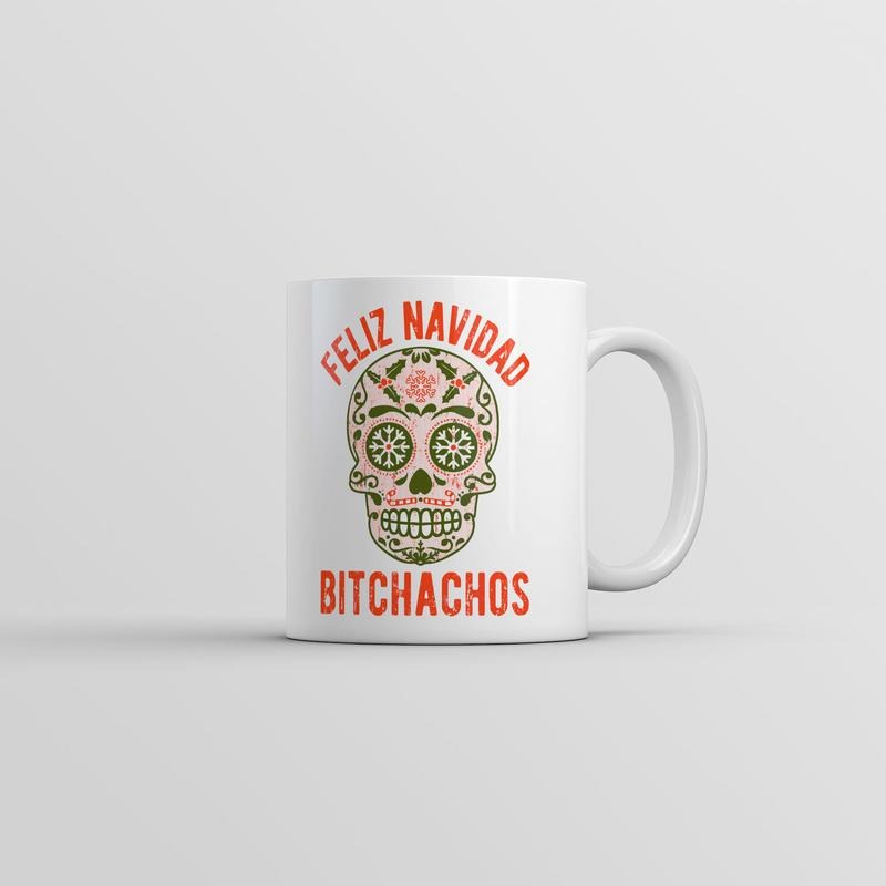 Feliz Navidad Bitchachos Mug Funny Christmas Graphic Coffee Cup-11oz Funny Coffee Mugs Ceramic Printed Drinkware Cup