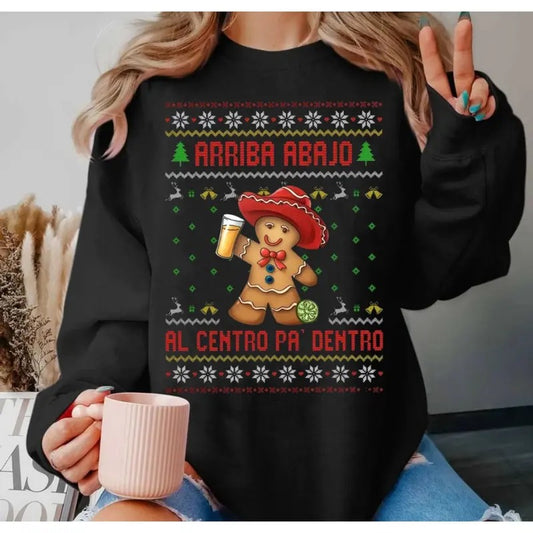Feliz Navidad Mexican Gingerbread With Sombrero Christmas Sweatshirt, Happy New Year Shirt, Gingerbread Man, Mexican Christmas, Unisex Sweater Pullover Tee