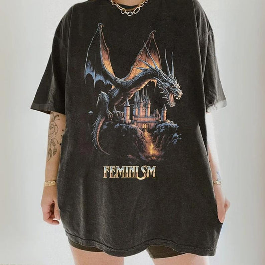 Feminism Dragon Shirt, Feminist Tee, Womens Rights Unisex Tshirt, Feminist Girl Vintage Tee, Fantasy Dragon Shirt Women, gift for her