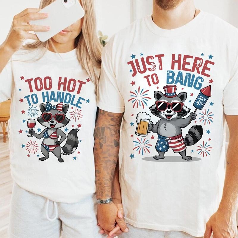Feral 4th of July Couples Shirts, Funny Fourth of July Couples Shirt, His And Her Couple Shirts, Matching 4th of July Couples Shirts, Anniversary Gift, Patriotic Matching Outfit
