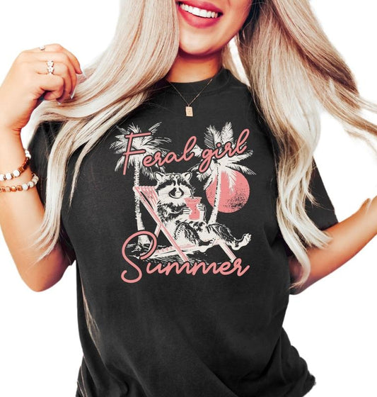 Feral Girl Summer Raccoon Shirt, Funny Meme Raccoon Shirt, Feral Shirt, Western Shirt, Rodeo Shirt, Raccoon Lovers, Unisex T-Shirt, Gifts For Besties Friends, Short Sleeve Tee Shirt