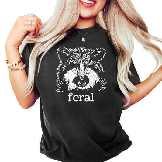 Feral Raccoon Shirt, Funny Raccoon T Shirt, Stay Trashy Shirt, Racoon Meme Shirt, Unisex T-Shirt, Gifts For Women Men, Short Sleeve Tee Shirt, Gifts For Birthday Mothers Day Christmas Anniversary Thanksgiving