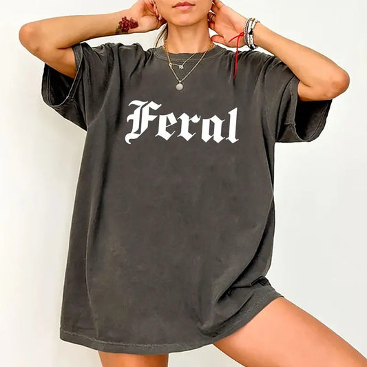 Feral Women Shirt, In My Feral Era Graphic Tee Women, Feral Human Printed T-shirt, Feral Girl Tee, Funny T-shirt For Lady, Cotton Fabric Outfit, Comfort Shirt Casual Style, Women's Tops, Streetwear, Comfy Fit Womenswear Chic Style