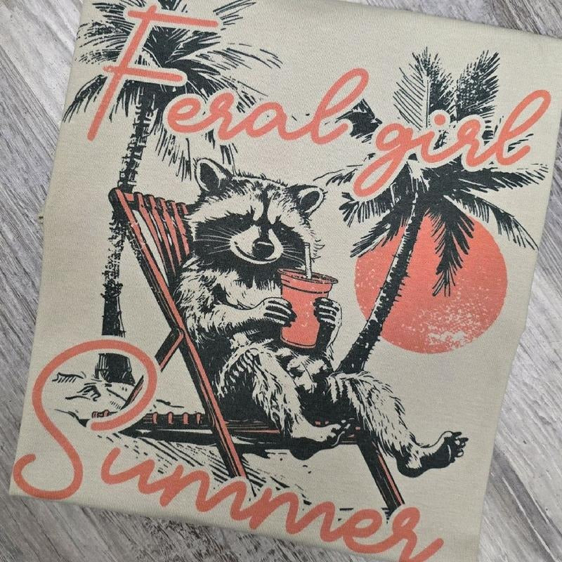 Feral girl Summer Graphic Tee or Sweatshirt shirts women