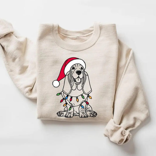 Festive Basset Hound Christmas Sweatshirt | Xmas Basset Hound Sweater | Christmas Hound Dog | Basset Hound Lover Gift | Holiday Dog Sweater