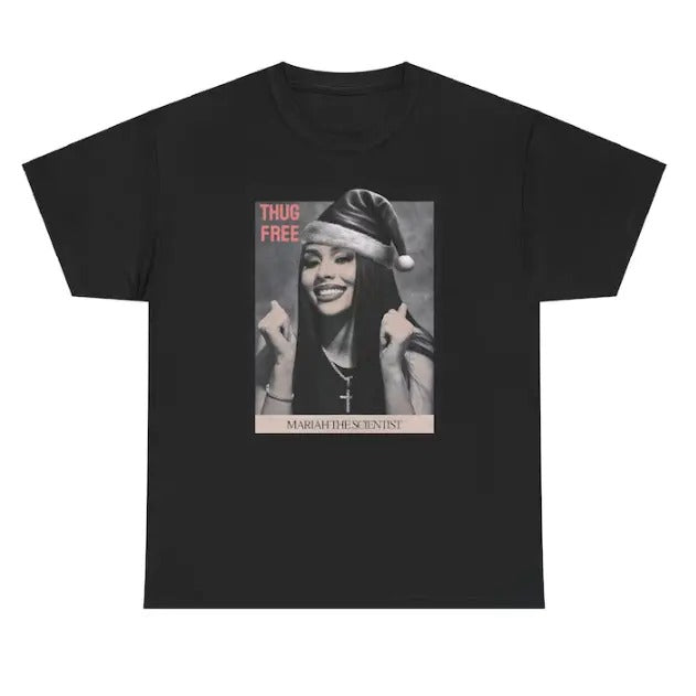 Festive Mariahh Vintage Santa T-Shirt,Retro ChristmasTee Classic Cotton