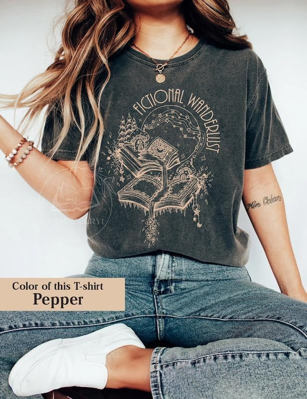 Fictional Wanderlust Shirt,Fictional Wanderlust Book Lover T-Shirt, Poet Shirt, Literary Shirt, Bookish T-shirt, Bookworm T-shirt