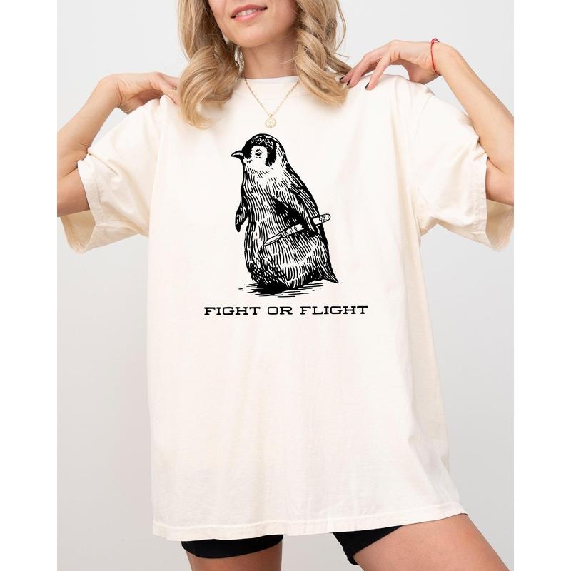 Fight For Flight, Penguin, Funny, Aesthetic, Meme, Trendy, Bird Shirt, Women's Comfort Color Tee, Tshirt
