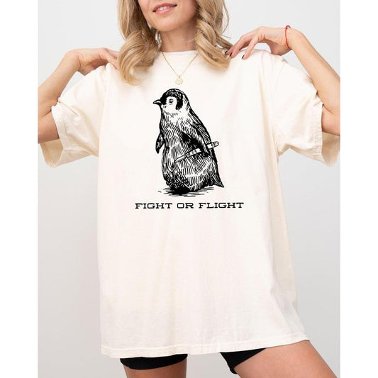 Fight For Flight, Penguin, Funny, Aesthetic, Meme, Trendy, Bird Shirt, Women's Comfort Color Tee, Tshirt