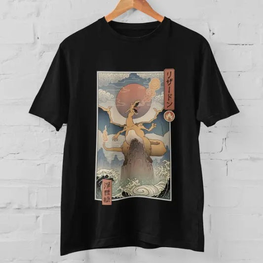 Fire Dragon Type Mon Inspired Graphic Tee Anime T-Shirt Gift Idea Present For Him For Her , T-Shirt For Unisex , Gift For Men , Gift For Women , Anime Shirt , Manga Shirt , Pokemon Shirt , Pokemon Merch Menswear Top