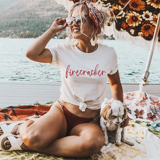 Firecracker 4th of July Shirt Women, Fourth of July TShirt Woman, Funny Patriotic Tee, 4th of July Outfit, Fireworks Memorial Day T-Shirts