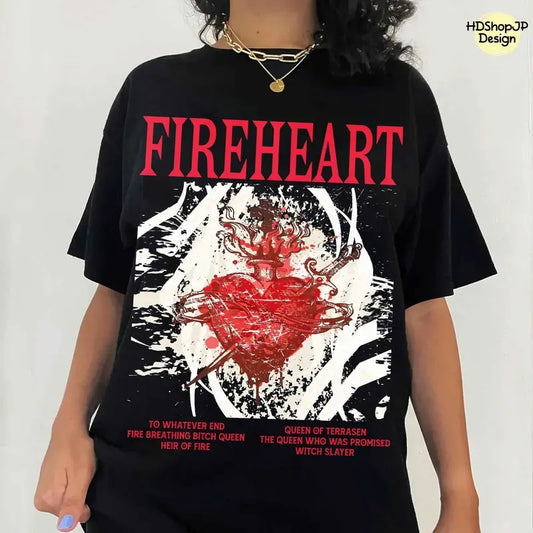 Fireheart Terrasen Tee, Aelin Galathynius Gift, Licensed Throne Of Glass Merch, Sjm Merch, Rowan Whitethorn Kingsfl, Unisex Tshirt Size S New|Funny Birthday Cotton Tee Vintage Gift For Men Women