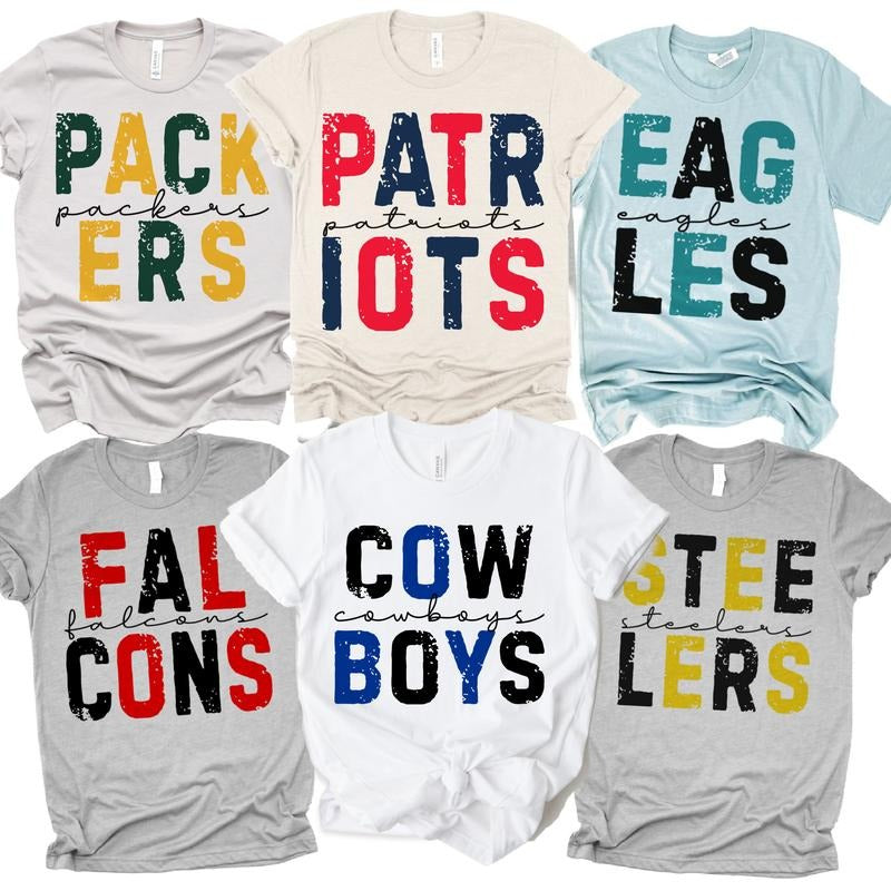 First Down Football T-Shirts Football Sports Tshirts Retro Football Tees Team Colors Sports Tees Fan Favorite Football Team T-Shirts