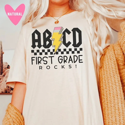 First Grade Rocks Teacher Shirt Gift for Teacher Appreciation Gifts for 1st Grade ABCD First Grade Rocks Elementary  T-shirt, sweater and Hoodie