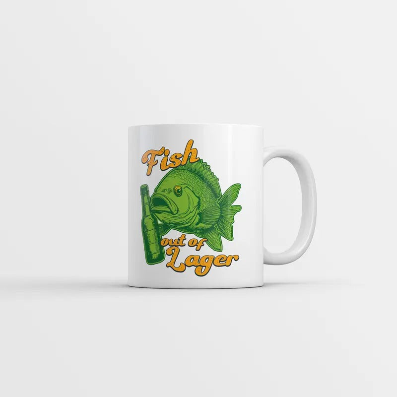 Fish Out Of Lager Mug Funny Sarcastic Fishing Graphic Novelty Drinking Coffee Cup-11oz Funny Coffee Mugs Ceramic Printed Drinkware Cup