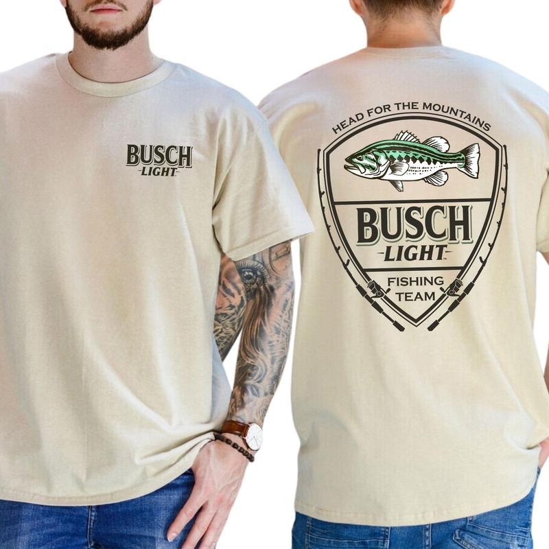 Fisher With Busch Light Beer T-shirt Classic Cotton Top Soft Fabric Shortsleeve Shirt