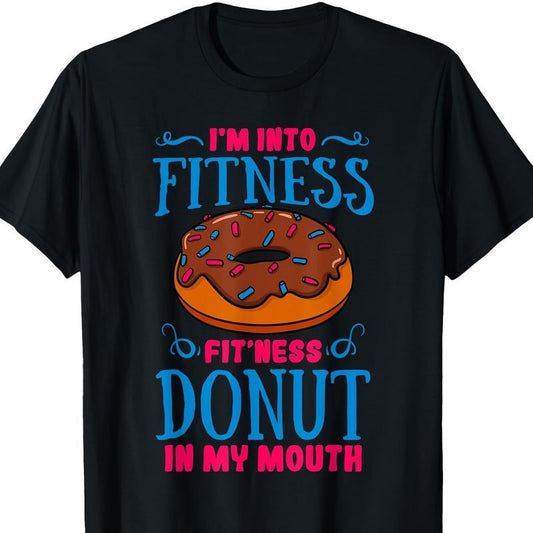 Fitness-Inspired Donut Graphic Tee - 100% Cotton, Short Sleeve, Crew Neck T-Shirt for Men & Women - Perfect Gift for Doughnut Enthusiasts made in usa