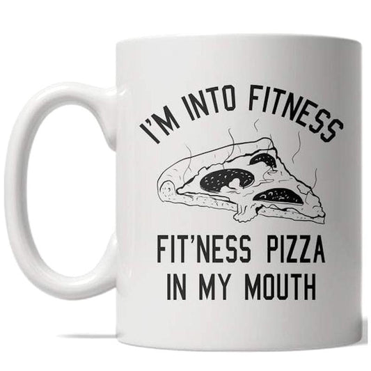 Fitness Pizza Mug Funny Workout Health Italian Food Coffee Cup - 11oz Funny Coffee Mugs Ceramic Printed Drinkware Cup