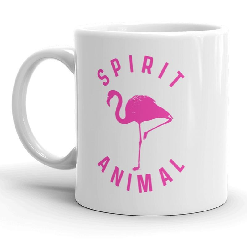 Flamingo Spirit Animal Mug Funny Pink Bird Coffee Cup - 11oz Funny Coffee Mugs Ceramic Printed Drinkware Cup