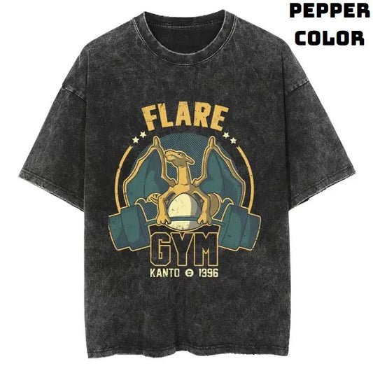 Flare Gym Vintage Tee, Lizardon Shirt, Pokemon Shirt, Vintage Pokemon Anime T-shirt, Anime Manga Shirt, Gym Fitness Shirt, Vintage Graphic Tee, Unisex T-Shirt, Gift For Fan Pokemon, Crewneck Short Sleeve Shirt Top Menswear Streetwear