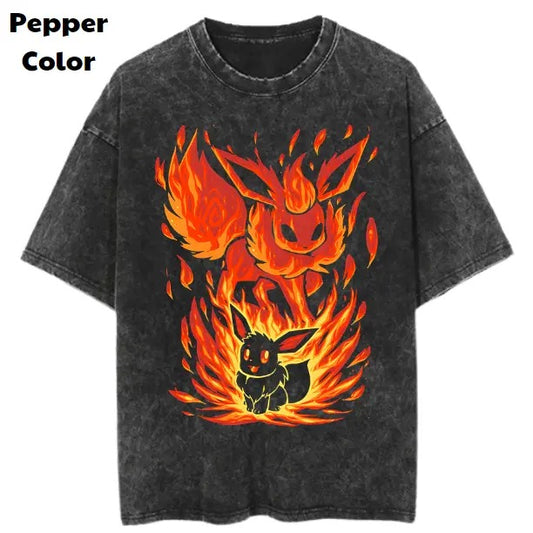 Flareon Vintage Tee, Eevee T-Shirt, Pokemon Graphic Tees, Unisex Anime Shirt, Menswear Womenswear Streetwear