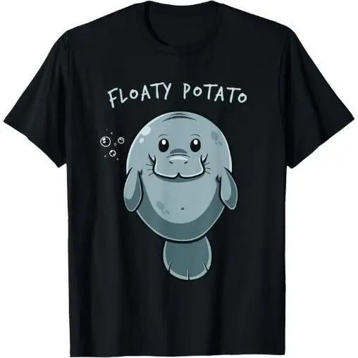 Floaty Potato Funny Manatee Sea Animal Manatees Potatoes T-Shirt Made in USA