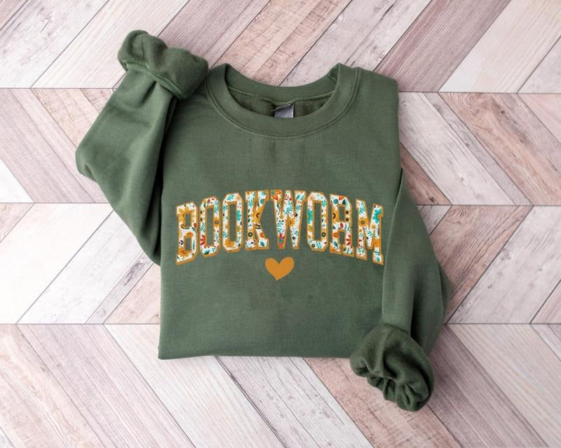 Floral Book Bookworm Sweatshirt, Wildflowers Book, Book Lovers Sweatshirt, Teacher Sweater, Gift For Book Lover, Library, Reading Book Sweaters, Back To School Shirt