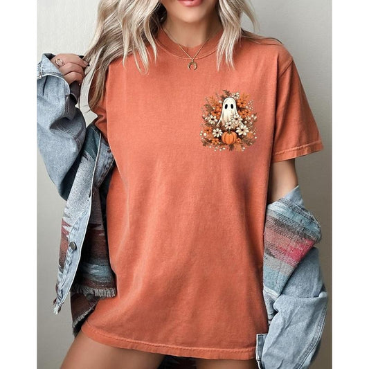 Floral Ghost, Pocket, Skeleton, Spooky, Funny, Witch, Aesthetic, Meme, Halloween, Costume, Tshirt, Women's, Comfort Colors Tee, Spooky, Tshirt, Witch, Pumpkin, Ghost, Skeleton