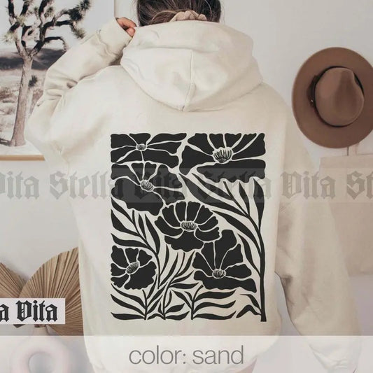 Floral Graphic Back Print Hoodie, Flower Sweatshirt, Matisse Wildflower Hoodie, Back and Front Print, Nature Lover Gift, Plant Mom Shirt  T-shirt, sweater and Hoodie